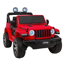 Jeep Wrangler Rubicon na akumulator dla dzieci Czerwony + Pilot + Radio MP3 LED + Koła EVA