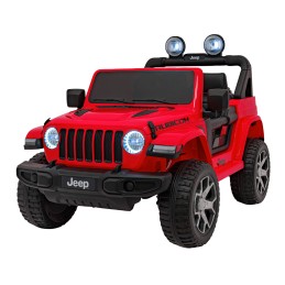 Jeep Wrangler Rubicon na akumulator dla dzieci Czerwony + Pilot + Radio MP3 LED + Koła EVA