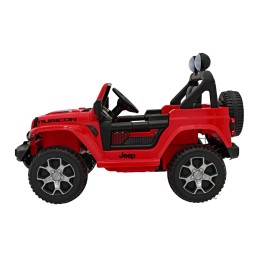 Jeep Wrangler Rubicon na akumulator dla dzieci Czerwony + Pilot + Radio MP3 LED + Koła EVA