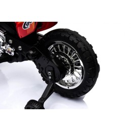 Motorek Cross dla dzieci Pojazd na akumulator Czerwony + Pomocnicze kółka + Dźwięki LED