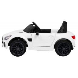 Mercedes Benz GT na akumulator dla dzieci Biały + Pilot + Wolny Start + MP3 LED
