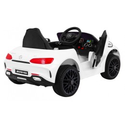 Mercedes Benz GT na akumulator dla dzieci Biały + Pilot + Wolny Start + MP3 LED