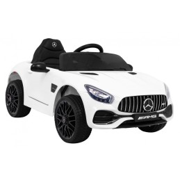 Mercedes Benz GT na akumulator dla dzieci Biały + Pilot + Wolny Start + MP3 LED