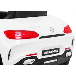 Mercedes Benz GT na akumulator dla dzieci Biały + Pilot + Wolny Start + MP3 LED