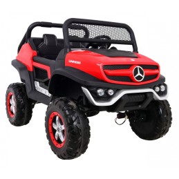 Mercedes Benz Unimog dla dzieci Czerwony + Napęd 4x4 + Pilot + Bagażnik + Wolny Start + MP3 LED