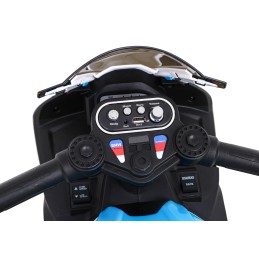 Motor BMW HP4 na akumulator dla dzieci Niebieski + 3 Koła + LED + MP3 USB + Ekoskóra