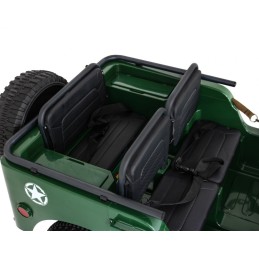 Autko Wojskowe Retro Strong dla 3 dzieci Zielony + Napęd 4x4 + Schowki + EVA + Wolny Start + MP3 LED