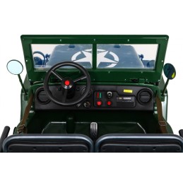 Autko Wojskowe Retro Strong dla 3 dzieci Zielony + Napęd 4x4 + Schowki + EVA + Wolny Start + MP3 LED