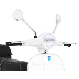 Skuter Vespa elektryczny dla dzieci Biały + Kółka pomocnicze + Audio + Ekoskóra + EVA + Wolny Start