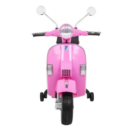 Skuter Vespa elektryczny dla dzieci Różowy + Kółka pomocnicze + Audio + Ekoskóra + EVA + Wolny Start