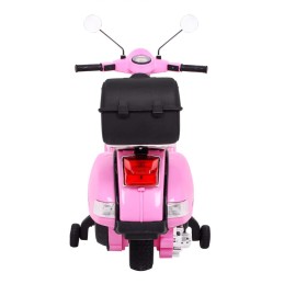 Skuter Vespa elektryczny dla dzieci Różowy + Kółka pomocnicze + Audio + Ekoskóra + EVA + Wolny Start