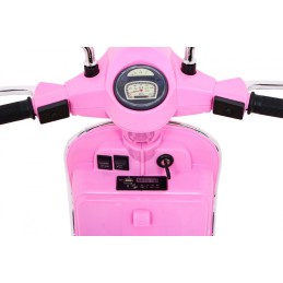 Skuter Vespa elektryczny dla dzieci Różowy + Kółka pomocnicze + Audio + Ekoskóra + EVA + Wolny Start