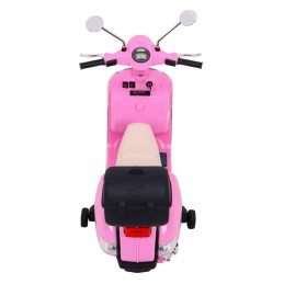 Skuter Vespa elektryczny dla dzieci Różowy + Kółka pomocnicze + Audio + Ekoskóra + EVA + Wolny Start