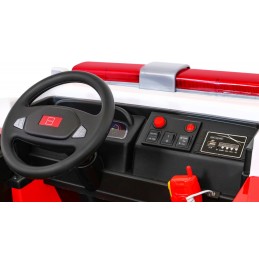 Wóz Straż Pożarna na akumulator dla dzieci + Armatka wodna + Megafon + Kogut strażacki + Pilot