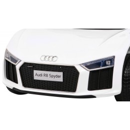 Audi R8 na akumulator dla dzieci Biały + Pilot + EVA + Wolny Start + MP3 LED