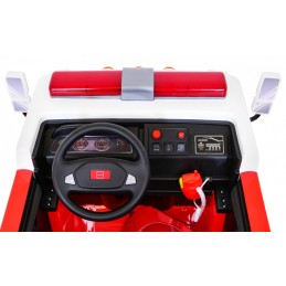 Wóz Straż Pożarna na akumulator dla dzieci + Armatka wodna + Megafon + Kogut strażacki + Pilot