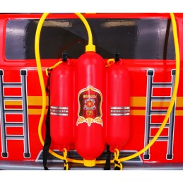 Wóz Straż Pożarna na akumulator dla dzieci + Armatka wodna + Megafon + Kogut strażacki + Pilot