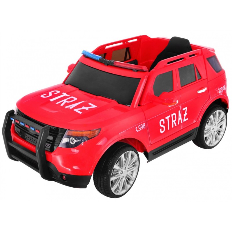 Auto SUV Straż Pożarna na akumulator dla dzieci + Syreny + Światła + Megafon + Pilot