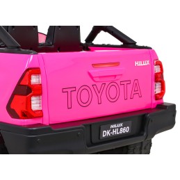 Toyota Hilux na akumulator dla dzieci, Różowy Pickup + Napęd 4x4 + Pilot