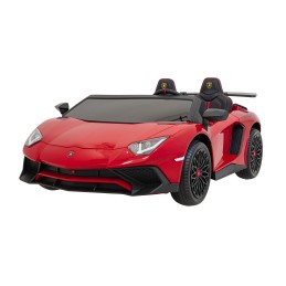 Auto Lamborghini Aventador SV na akumulator dla 2 dzieci Czerwony + Pilot 2,4 GHz + Pianka EVA + Audio LED