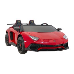 Auto Lamborghini Aventador SV na akumulator dla 2 dzieci Czerwony + Pilot 2,4 GHz + Pianka EVA + Audio LED