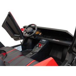 Auto Lamborghini Aventador SV na akumulator dla 2 dzieci Czerwony + Pilot 2,4 GHz + Pianka EVA + Audio LED