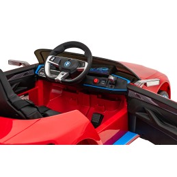 Autko BMW i4 na akumulator dla dzieci Czerwony + Wolny Start + EVA + Ekoskóra + Audio LED + Pilot