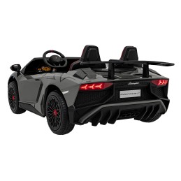 Lamborghini Aventador SV na akumulator dla 2 dzieci Szary + Silnik bezszczotkowy + Pompowane koła + Audio LED