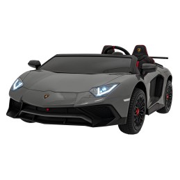 Lamborghini Aventador SV na akumulator dla 2 dzieci Szary + Silnik bezszczotkowy + Pompowane koła + Audio LED