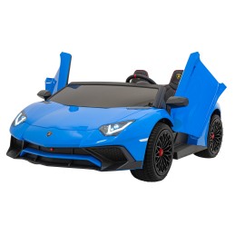 Lamborghini Aventador SV na akumulator dla 2 dzieci Niebieski + Silnik bezszczotkowy + Pompowane koła + Audio LED
