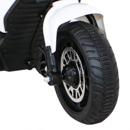 Motorek Fast Tourist na akumulator dla dzieci Biały + Audio + Światła + Ekoskóra