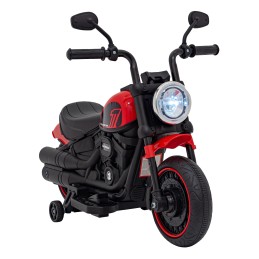 Motorek Chopper FASTER na akumulator dla dzieci Czerwony + Radio FM + Panel audio + LED