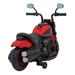 Motorek Chopper FASTER na akumulator dla dzieci Czerwony + Radio FM + Panel audio + LED