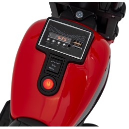 Motorek Chopper FASTER na akumulator dla dzieci Czerwony + Radio FM + Panel audio + LED