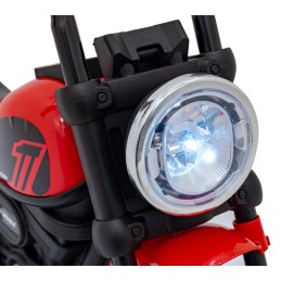 Motorek Chopper FASTER na akumulator dla dzieci Czerwony + Radio FM + Panel audio + LED