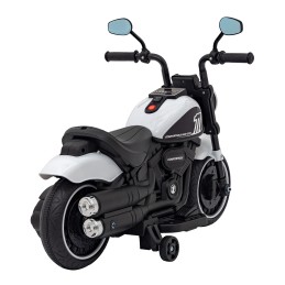 Motorek Chopper FASTER na akumulator dla dzieci Biały + Radio FM + Panel audio + LED