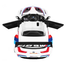 BMW M6 GT3 Auto na akumulator dla dzieci Biały + Nawiew powietrza + Dźwięki MP3 Światła + Pilot