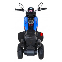 Motorek Fast Tourist na akumulator dla dzieci Niebieski + Audio + Światła + Ekoskóra