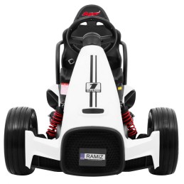 Gokart na akumulator Bolid XR-1 dla dzieci Biały + Regulowana kierownica + Profilowane siedzenie
