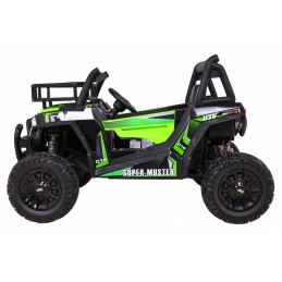 Buggy UTV Terenówka dla dzieci Zielony + Pilot + Bagażnik + Wolny Start + EVA + MP3 LED