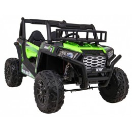 Buggy UTV Terenówka dla dzieci Zielony + Pilot + Bagażnik + Wolny Start + EVA + MP3 LED
